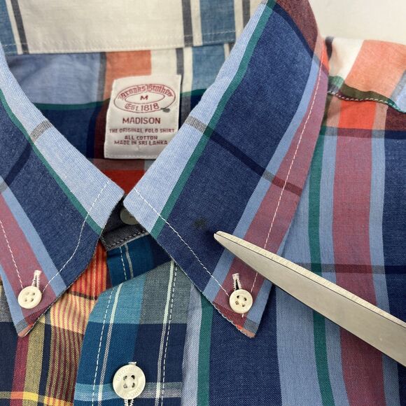 New Mens Brooks Brothers Madison Short Sleeve Button Down Shirt Size M NWT Plaid - Picture 3 of 8